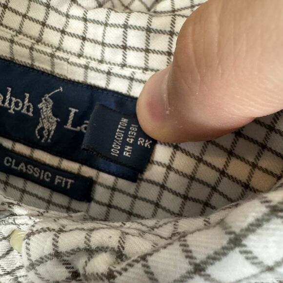 Ralph Lauren Shirt Mens 3XLT Cream Check Long Sleeve Button Down Classic Fit - Picture 4 of 8
